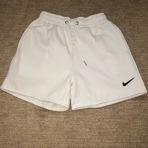 Nike fleece drawstring sweat shorts, White, M